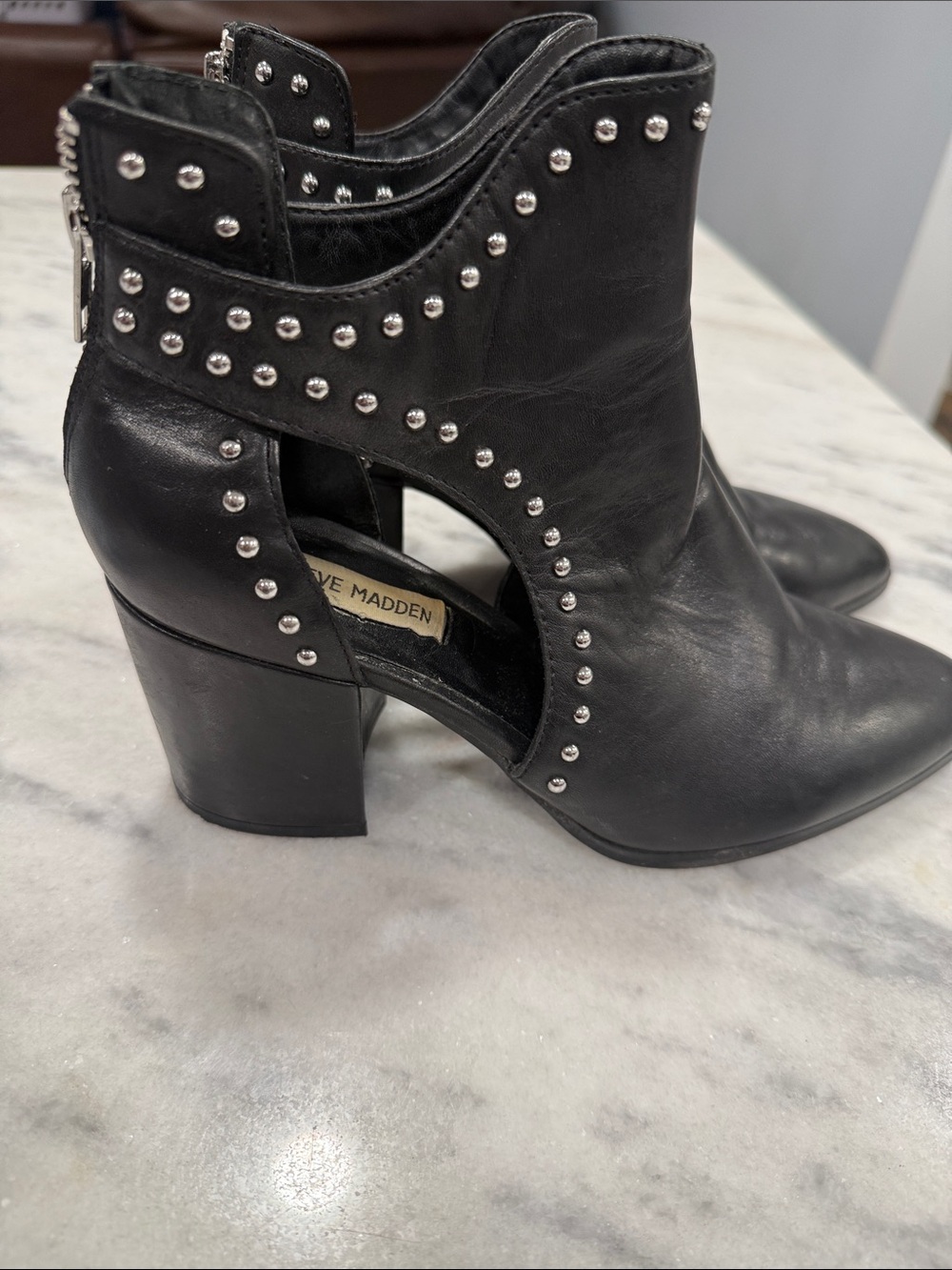 Steve Madden Black Studded Cutout Ankle Booties